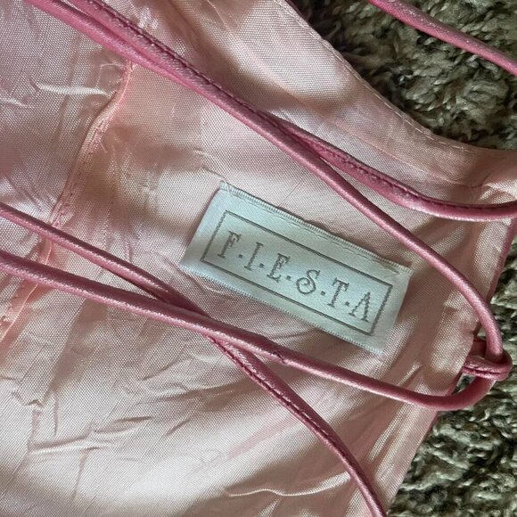 90s/y2k two piece vintage barbie pink shimmery chiffon prom dress - Fiesta XXS - Picture 8 of 8